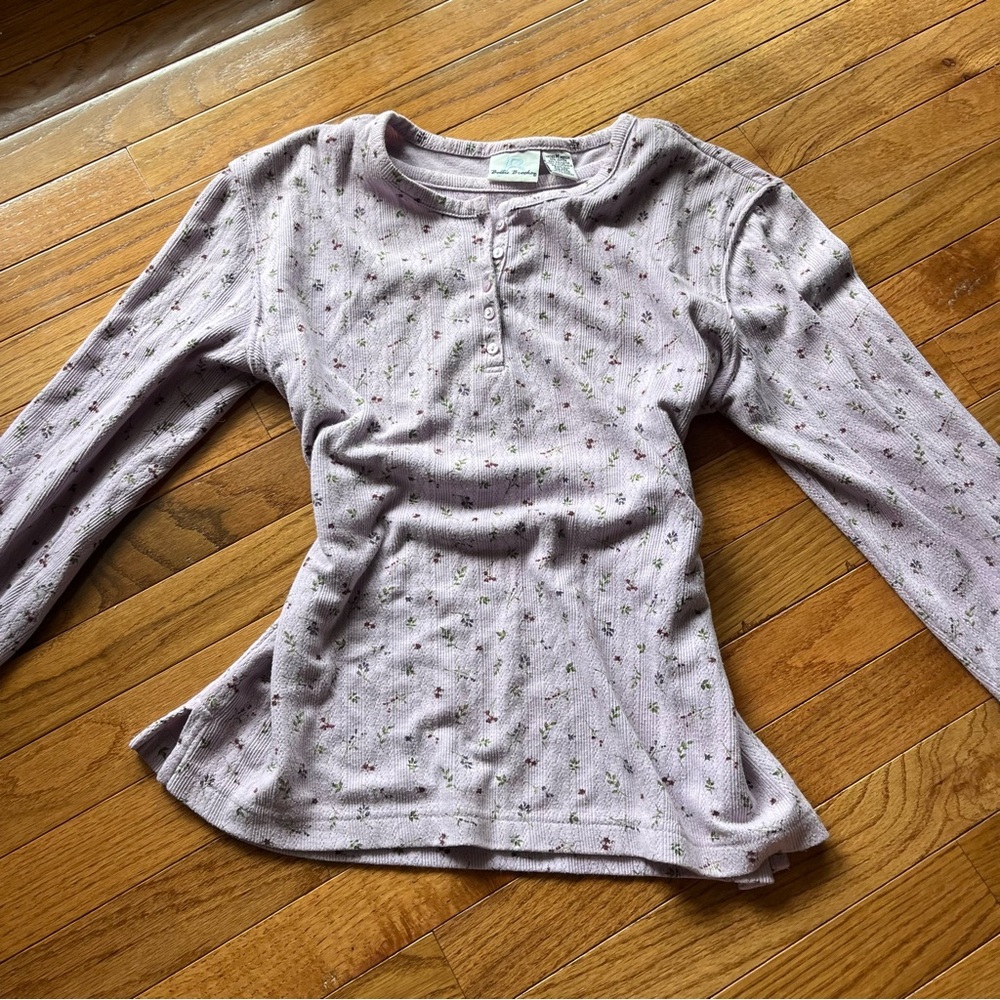 Vintage Bobbie Brooks Lilac Floral Ribbed Long Sleeve